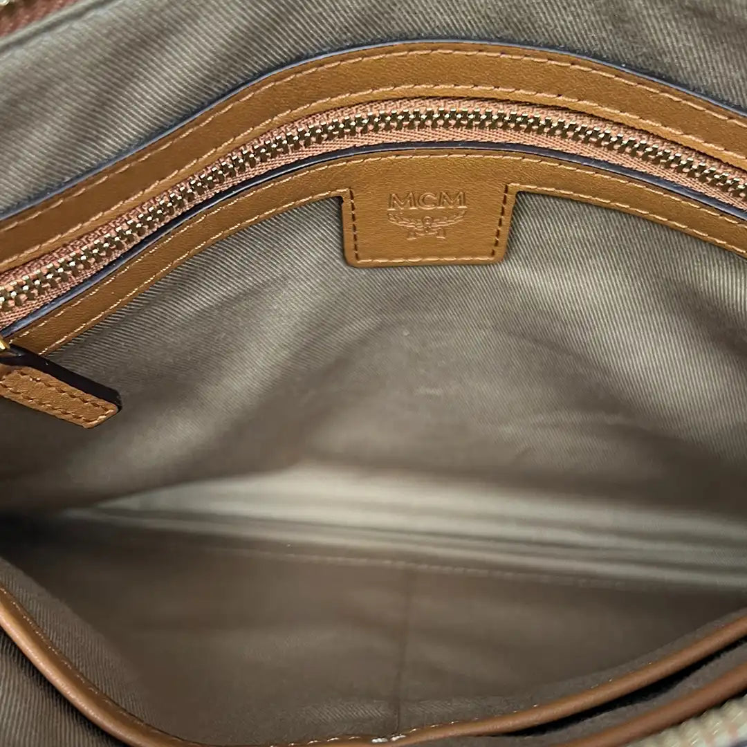 MCM Aren Pouch Visetos Medium Cognac / sehr gut MCM