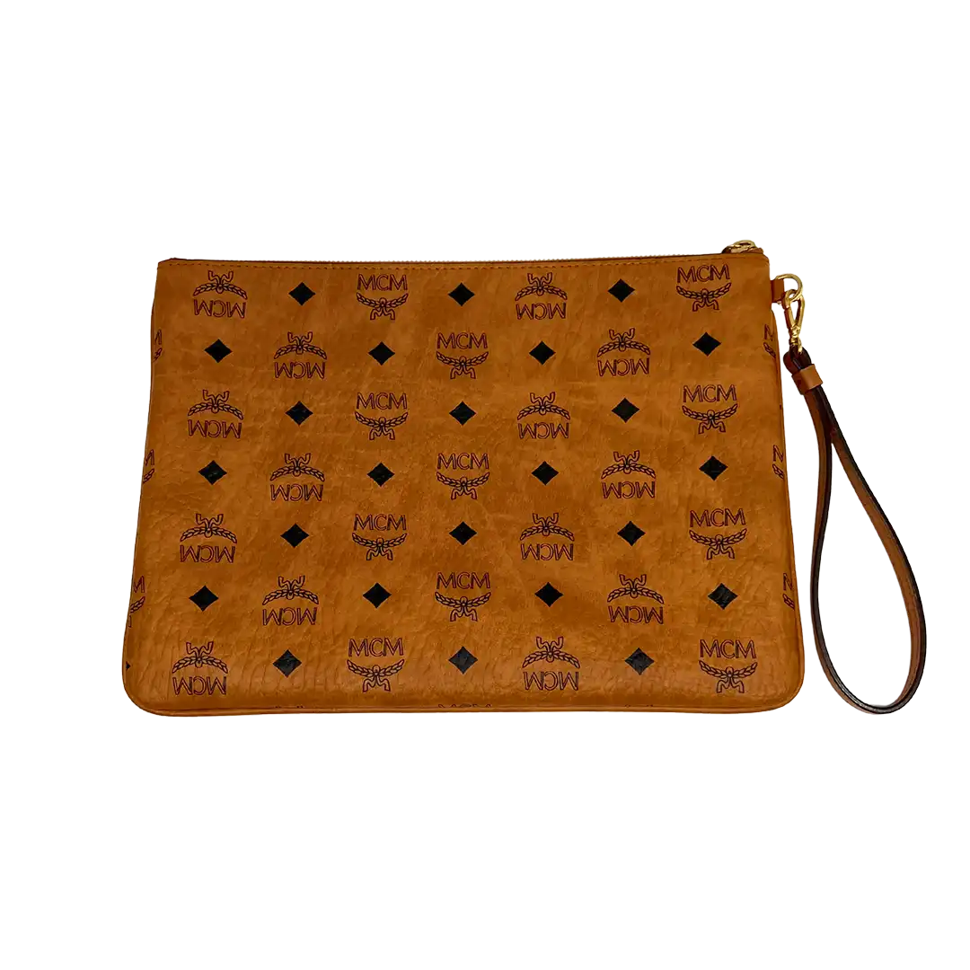 MCM Aren Pouch Visetos Medium Cognac / sehr gut MCM