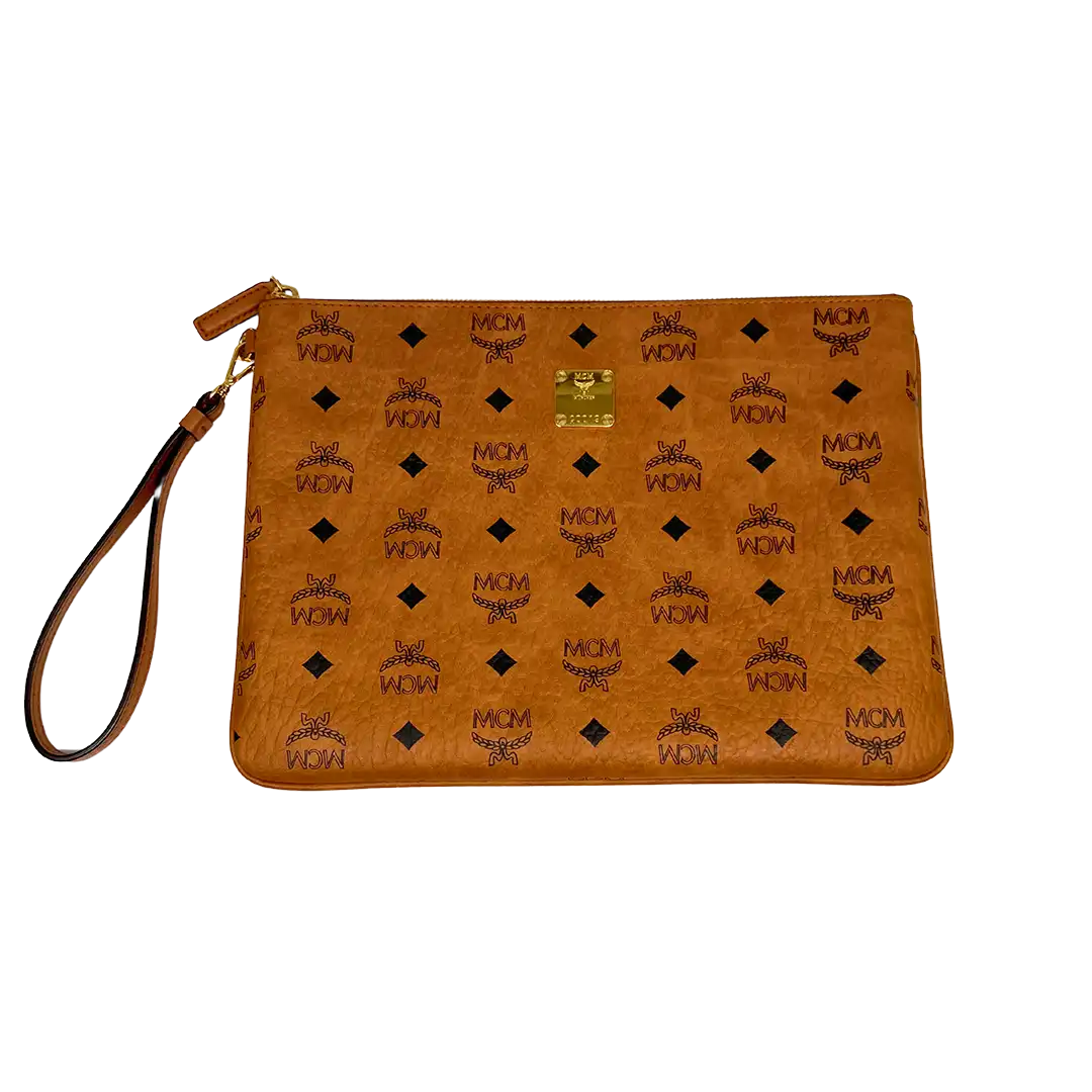MCM Aren Pouch Visetos Medium Cognac / sehr gut MCM