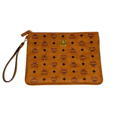 MCM Aren Pouch Visetos Medium Cognac / sehr gut MCM