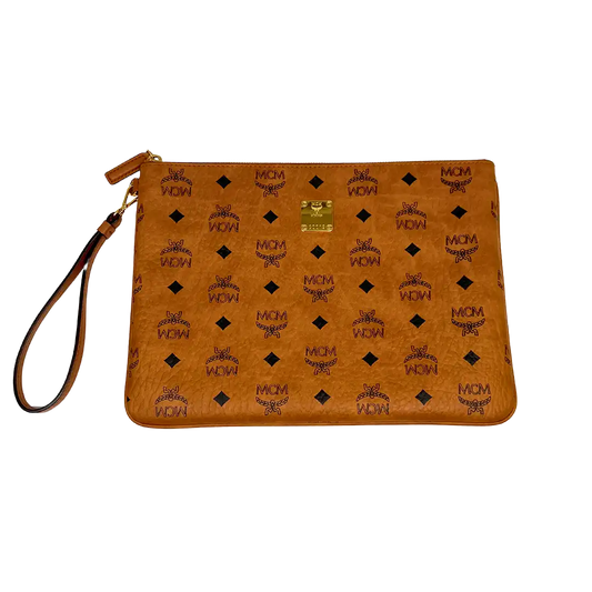 MCM Aren Pouch Visetos Medium Cognac / sehr gut MCM
