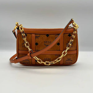 MCM Aren Mini Crossbody Tas Visetos Cognac