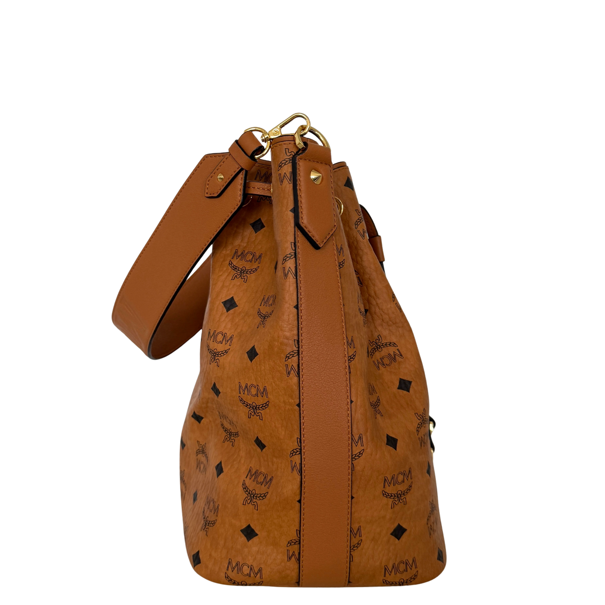 MCM Essential Tasche mit Kordelzug in Visetos Cognac / neuwertig MCM