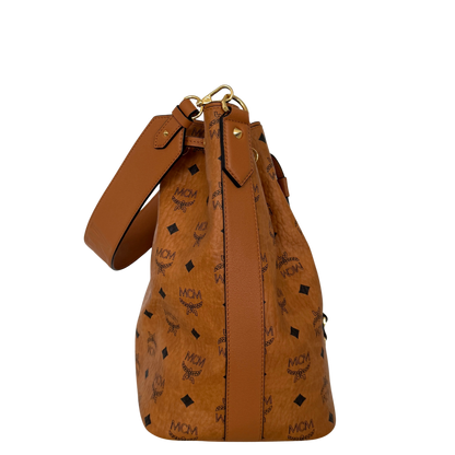 MCM Essential Tasche mit Kordelzug in Visetos Cognac / neuwertig MCM