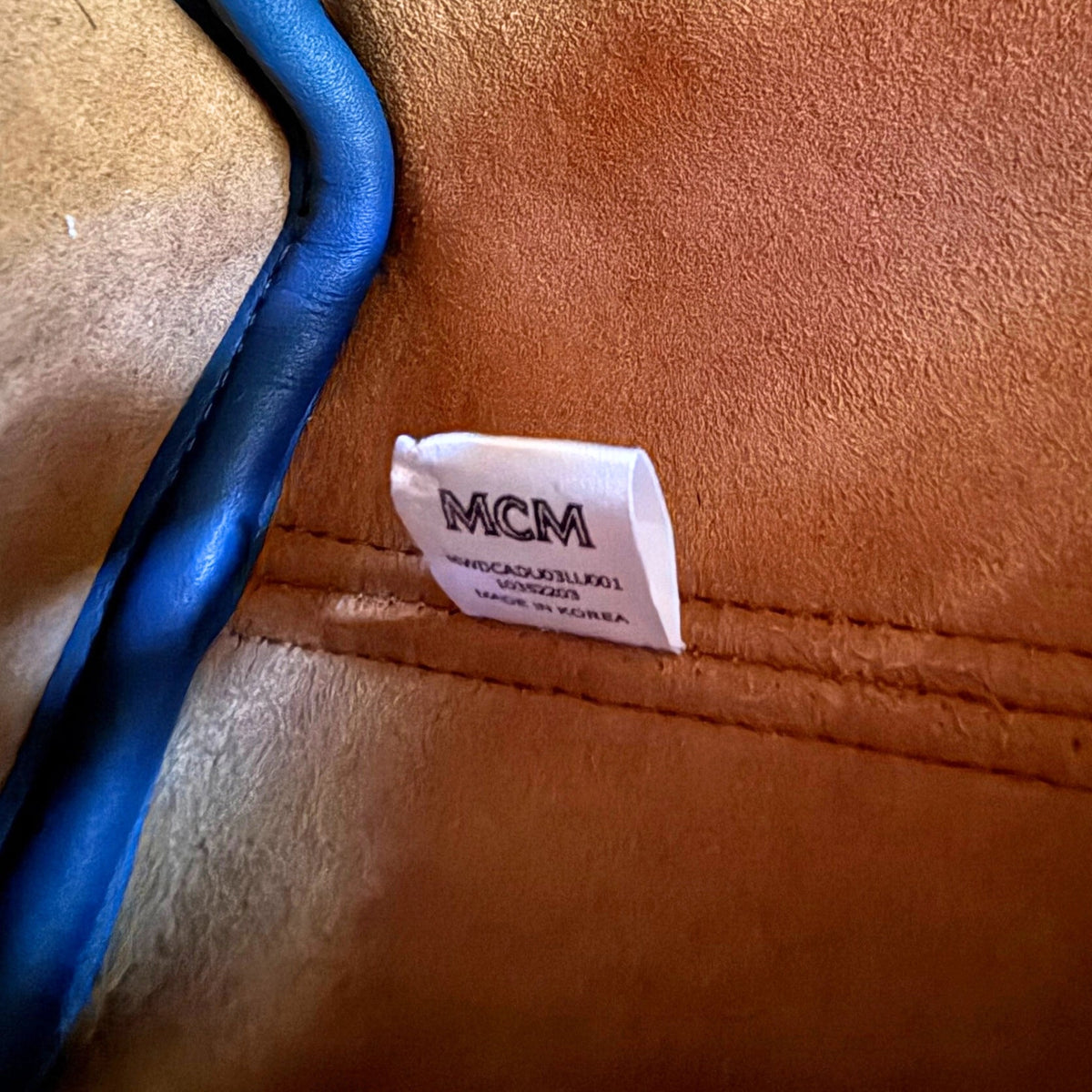 MCM Mini Dessau Kordelzugtasche in Denim-Jacquard Blau / neuwertig MCM
