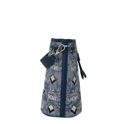MCM Mini Dessau Kordelzugtasche in Denim-Jacquard Blau / neuwertig MCM
