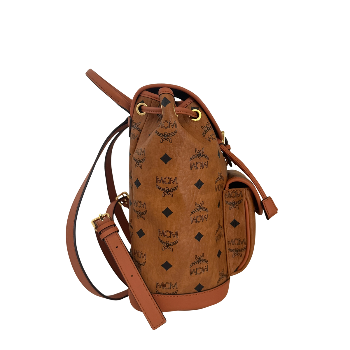 MCM Aren Rucksack mit Kordelzug in Visetos Cognac / neuwertig MCM