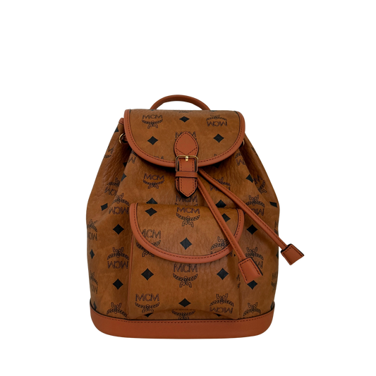 MCM Aren Rucksack mit Kordelzug in Visetos Cognac / neuwertig MCM
