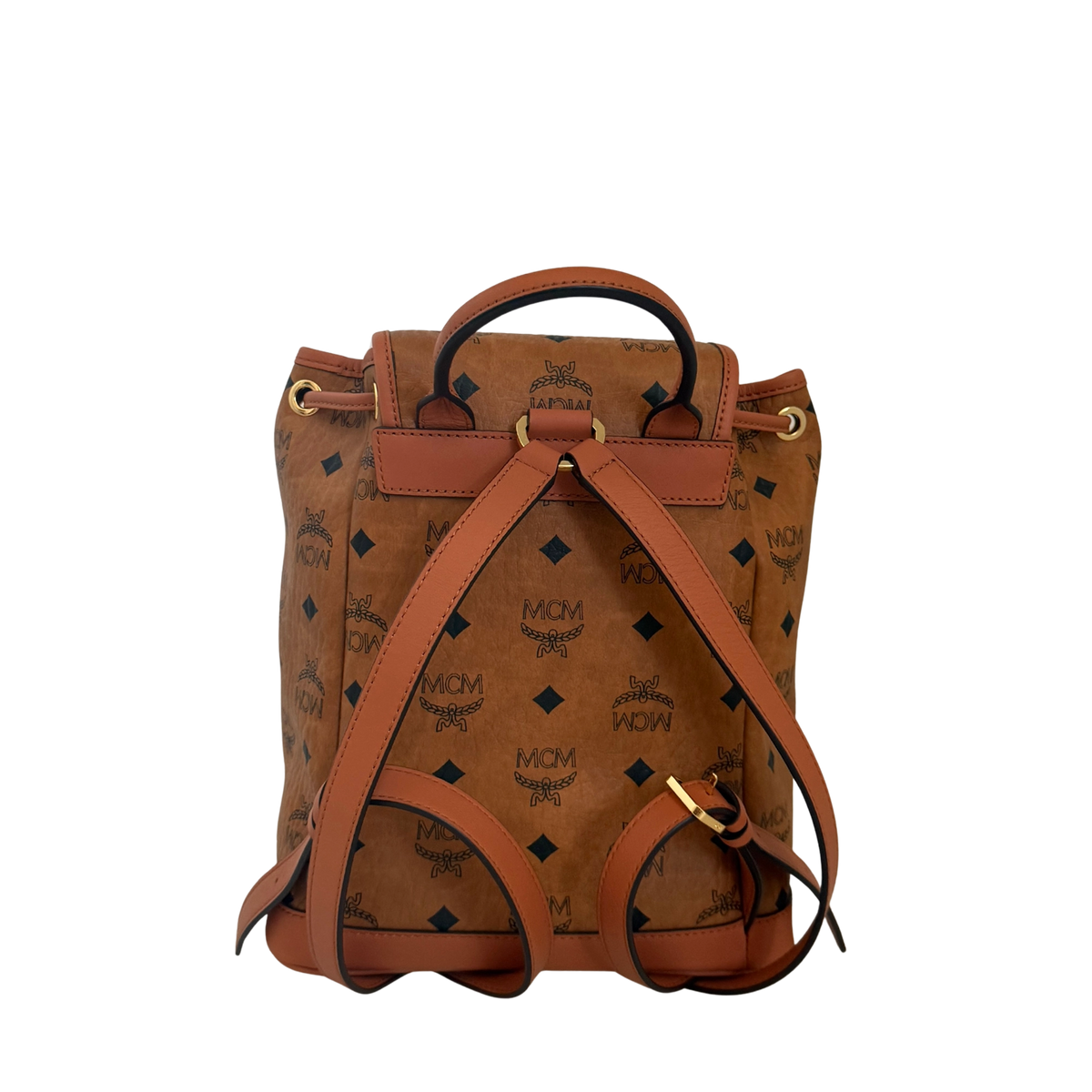 MCM Aren Rucksack mit Kordelzug in Visetos Cognac / neuwertig MCM
