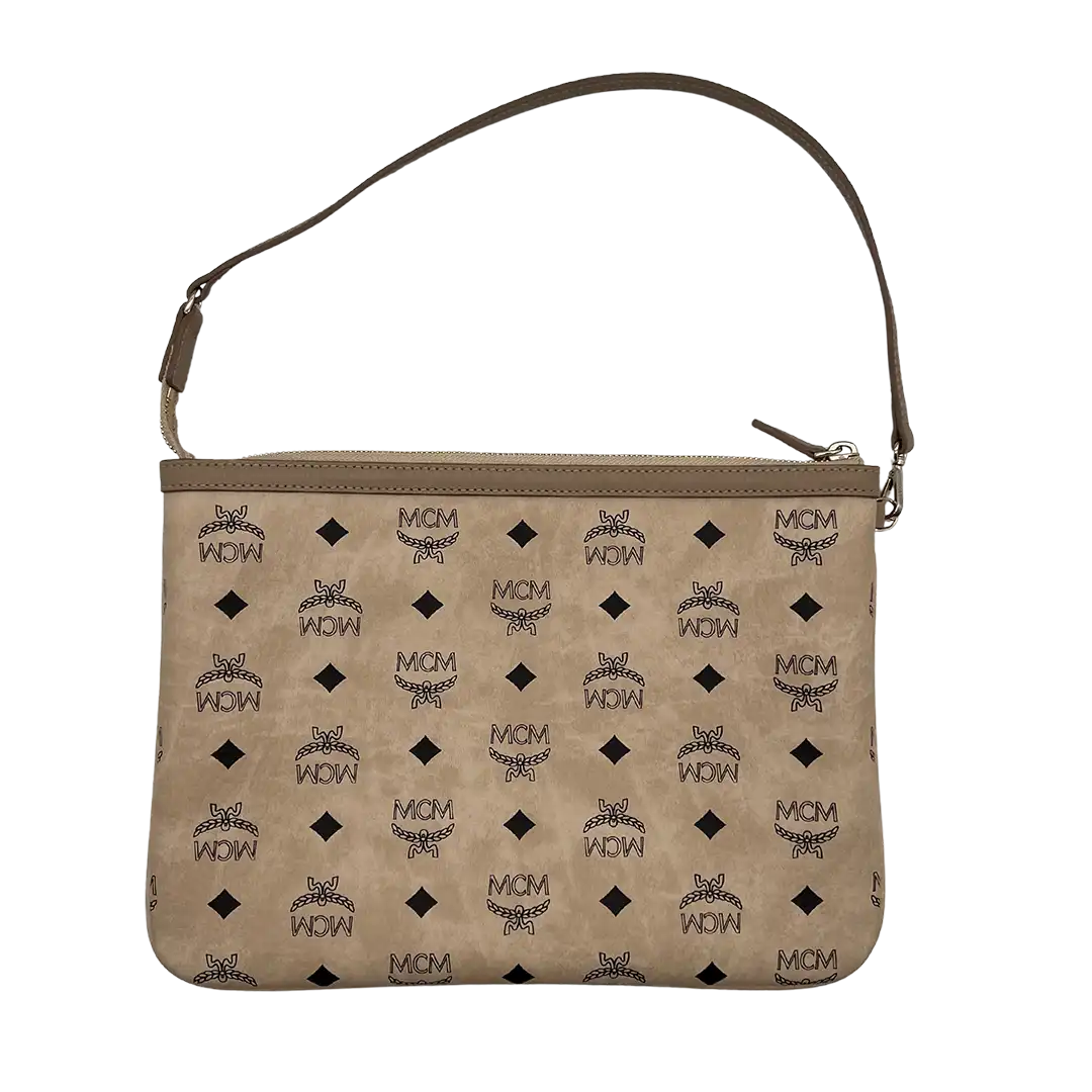 MCM Liz Wendeshopper Beige Visetos mit großer abnehmbare Pouch / neuwertig MCM