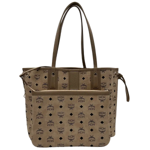 MCM Liz Wendeshopper Beige Visetos met grote afneembare pouch