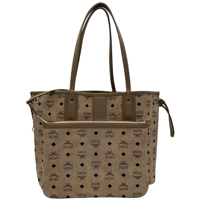 MCM Liz Wendeshopper Beige Visetos mit großer abnehmbare Pouch / neuwertig MCM