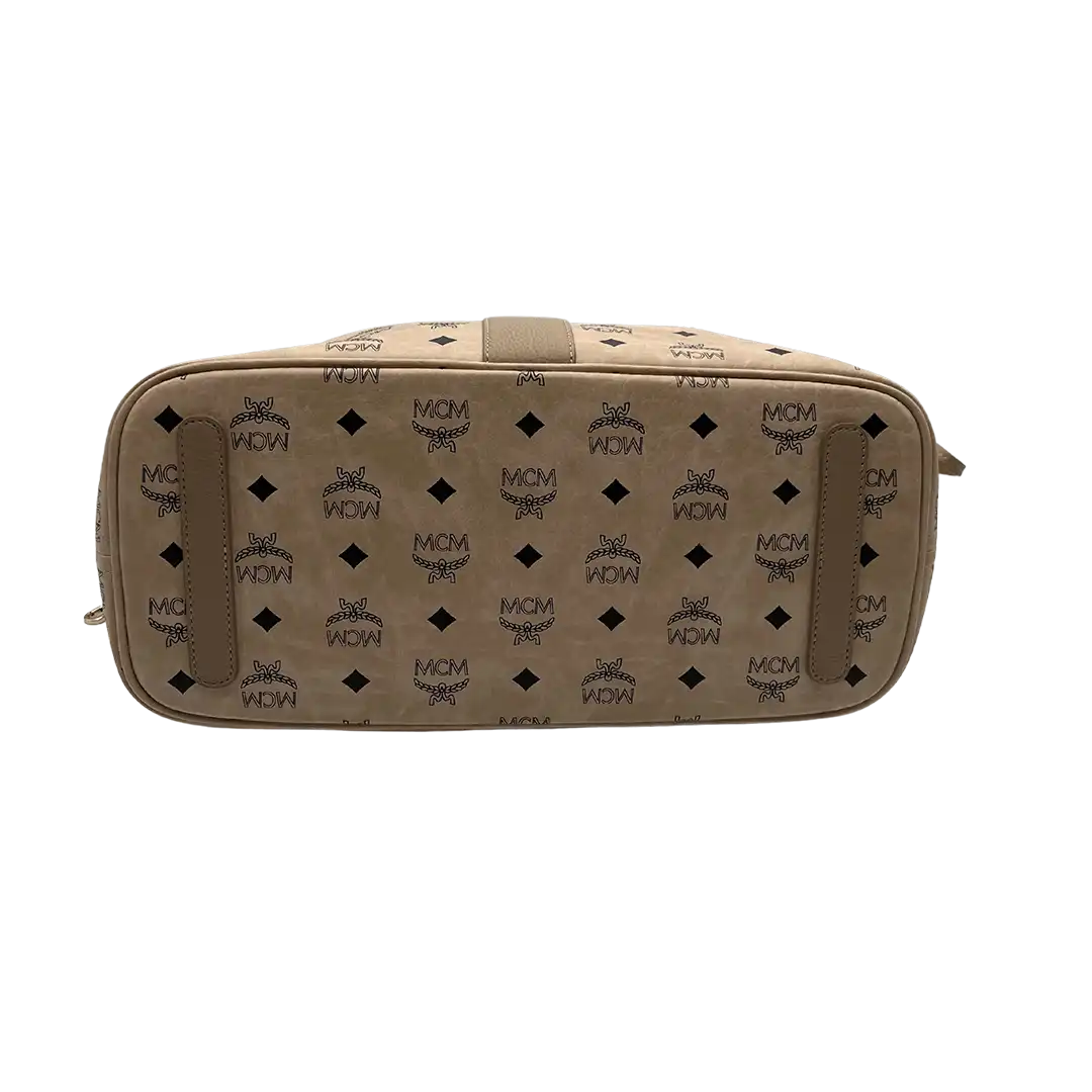 MCM Liz Wendeshopper Beige Visetos mit großer abnehmbare Pouch / neuwertig MCM