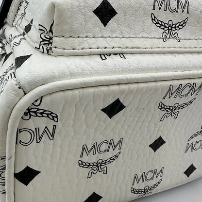 MCM Stark Mini Rucksack Monogram weiß abnehmbare Ledergurte / sehr gut MCM