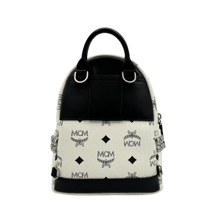 MCM Stark Mini Rucksack Monogram weiß abnehmbare Ledergurte / sehr gut MCM