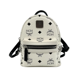 MCM Stark Mini Rugzak Monogram wit afneembare lederen banden