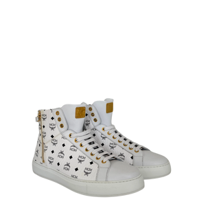 MCM High Top Turnlock Sneaker in Visetos wit maat 44