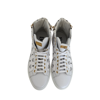 MCM High Top Turnlock Sneaker in Visetos Weiß Größe 44 / neuwertig MCM