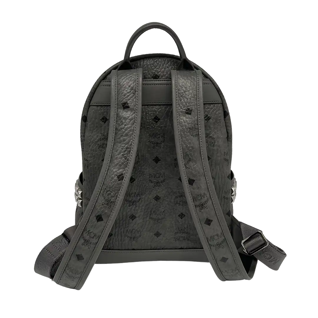 MCM Stark Rucksack Visetos Side Studs Small Phantom Grey / sehr gut MCM