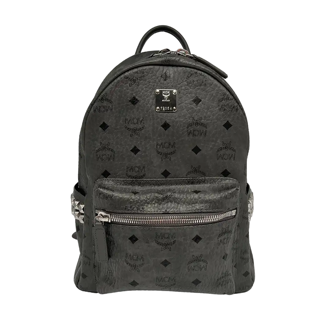 MCM Stark Rucksack Visetos Side Studs Small Phantom Grey / sehr gut MCM
