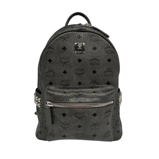 MCM Stark Rucksack Visetos Side Studs Small Phantom Grey / sehr gut MCM