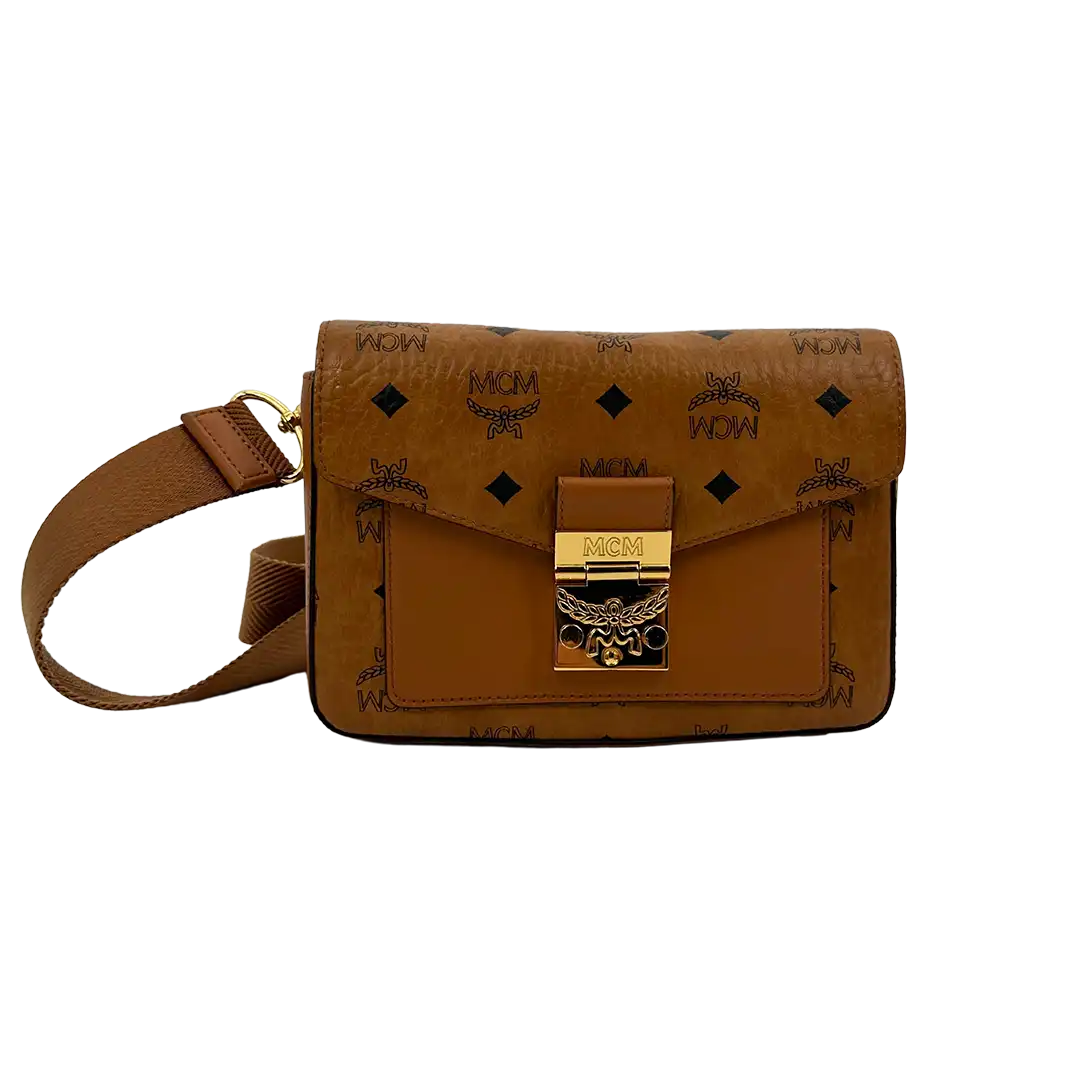 MCM Viktor Visetos Crossbody Tasche small Cognac / sehr gut MCM