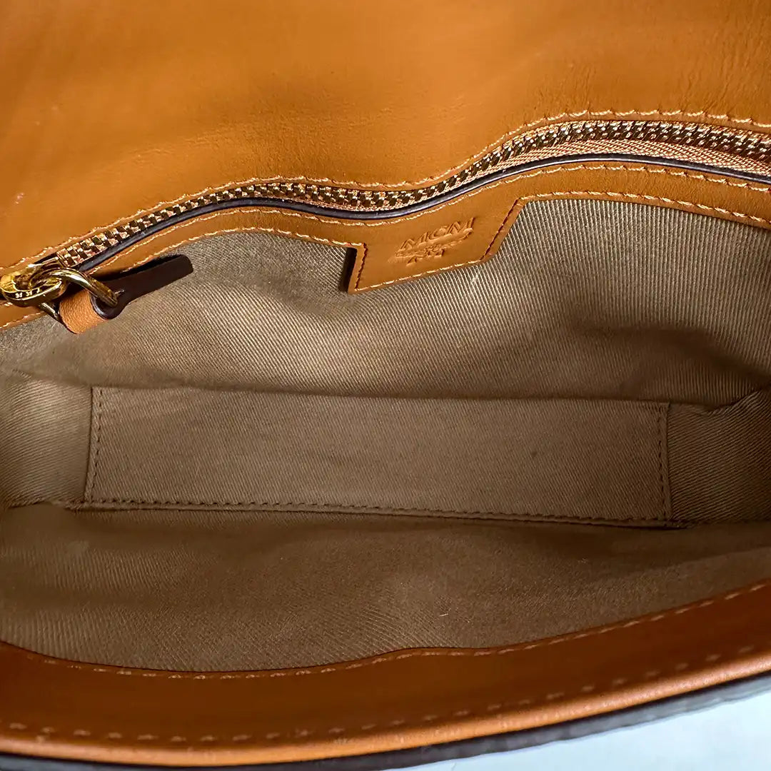 MCM Viktor Visetos Crossbody Tasche small Cognac / sehr gut MCM