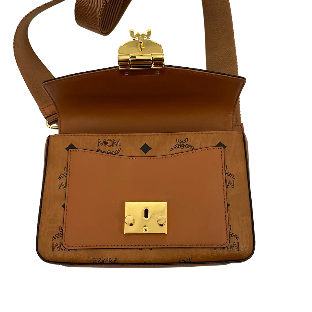 MCM Viktor Visetos Crossbody Tasche small Cognac / sehr gut MCM