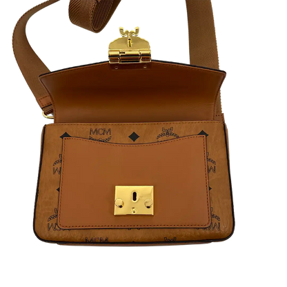 MCM Viktor Visetos Crossbody Tasche small Cognac / sehr gut MCM