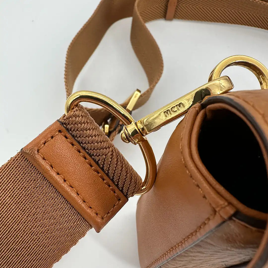 MCM Viktor Visetos Crossbody Tasche small Cognac / sehr gut MCM