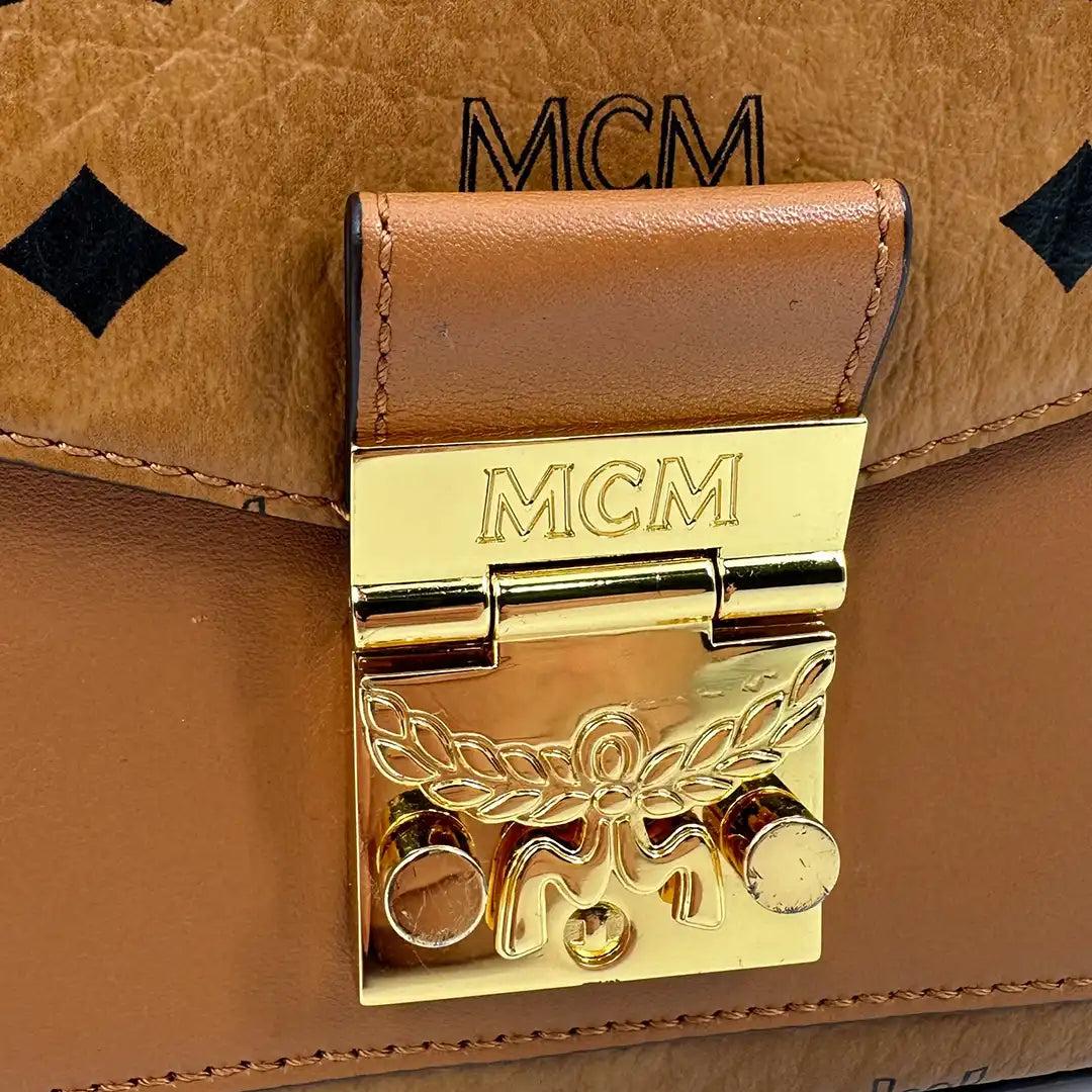 MCM Viktor Visetos Crossbody Tasche small Cognac / sehr gut MCM