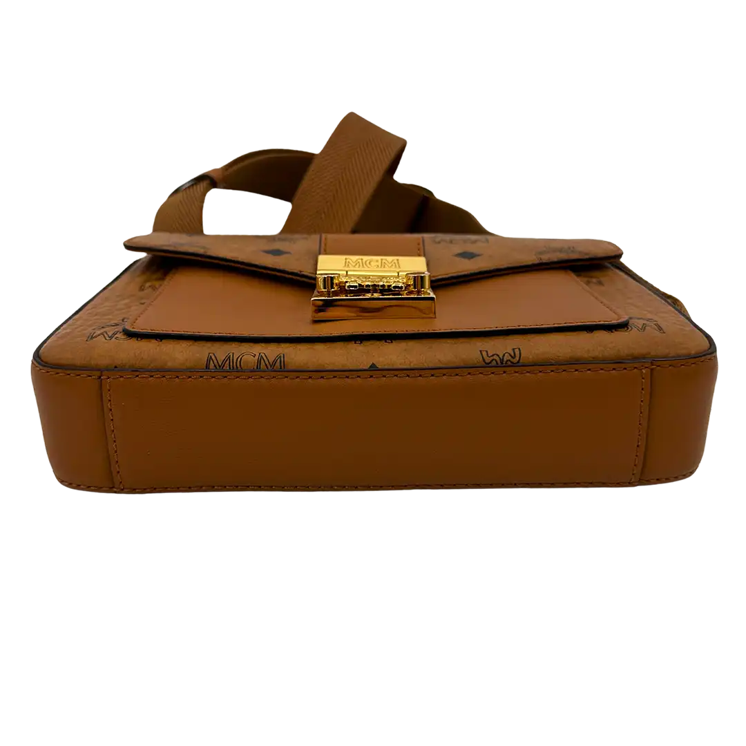 MCM Viktor Visetos Crossbody Tasche small Cognac / sehr gut MCM