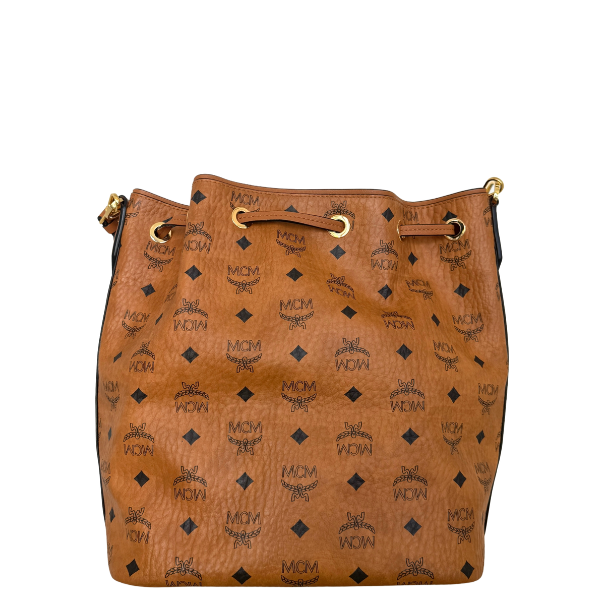 MCM Essential Tasche mit Kordelzug in Visetos Cognac / neuwertig MCM