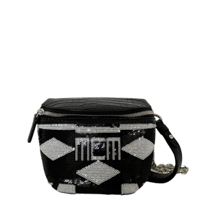 MCM Geo Croco Schoudertas met Pailletten Zwart