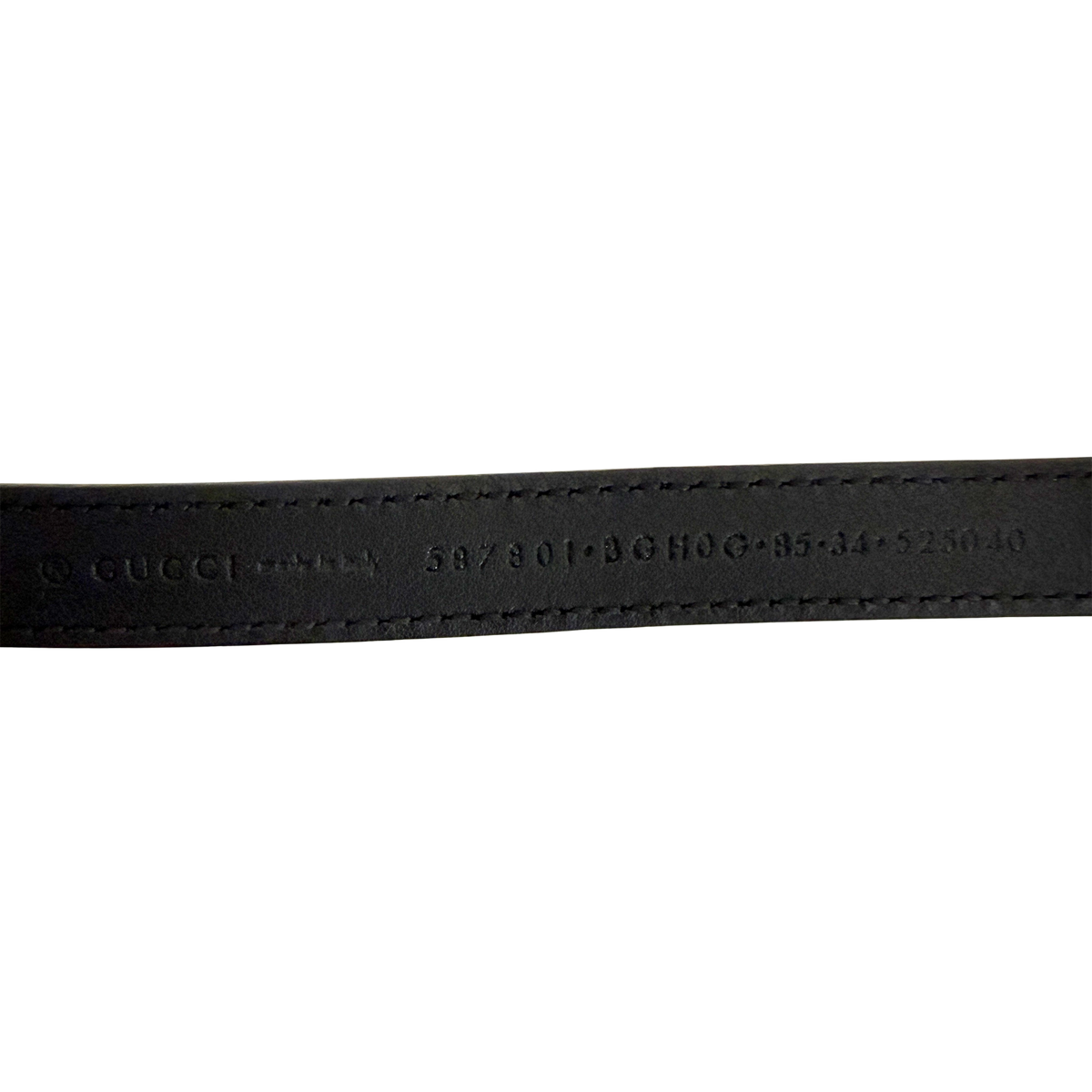 Gucci G Buckle schmaler Gürtel aus Leder 85cm Schwarz / sehr gut Gucci