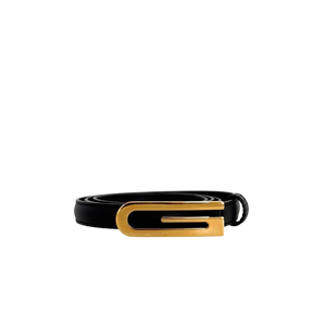 Gucci G Buckle smalle leren riem 85cm Zwart