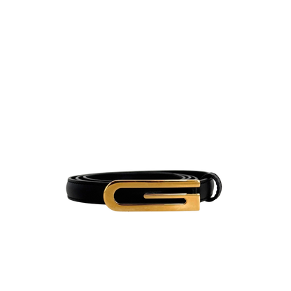 Gucci G Buckle schmaler Gürtel aus Leder 85cm Schwarz / sehr gut Gucci