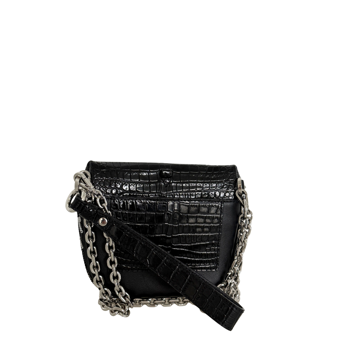 MCM Geo Croco Umhängetasche mit Pailetten Schwarz / neuwertig MCM