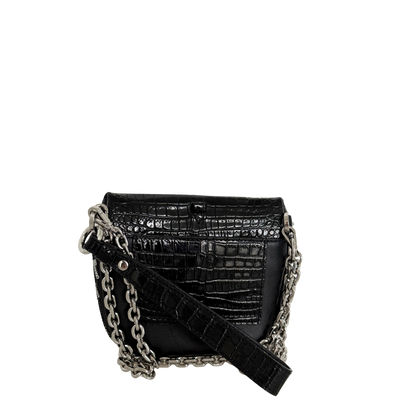 MCM Geo Croco Umhängetasche mit Pailetten Schwarz / neuwertig MCM
