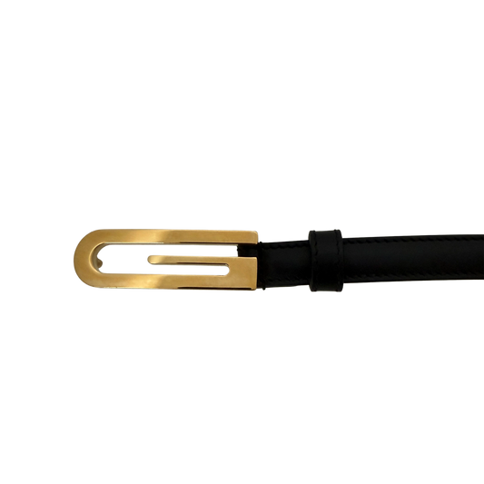 Gucci G Buckle schmaler Gürtel aus Leder 85cm Schwarz / sehr gut Gucci