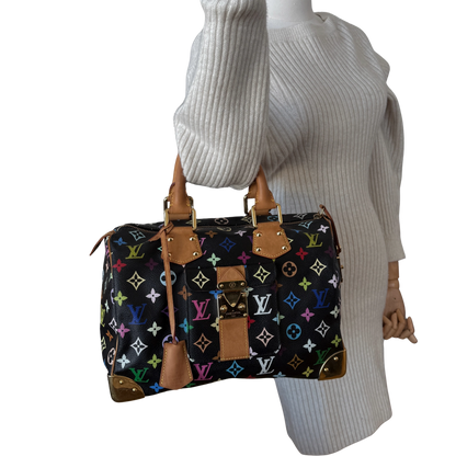 Louis Vuitton Speedy 30 Multicolor Tasche M92642 Schwarz / gut Louis Vuitton