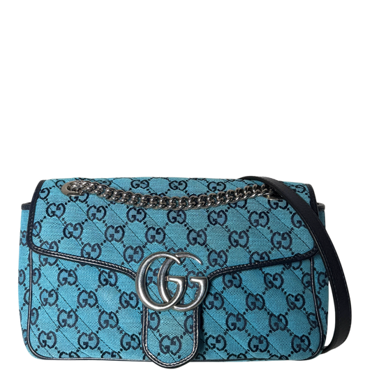 Gucci GG Marmont Shoulder Bag Denim Blue / very good