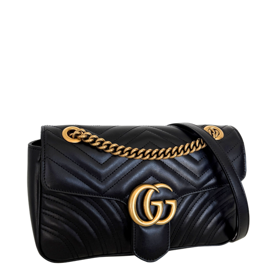 Gucci Kleine GG Marmont Schultertasche Schwarz / neuwertig Gucci