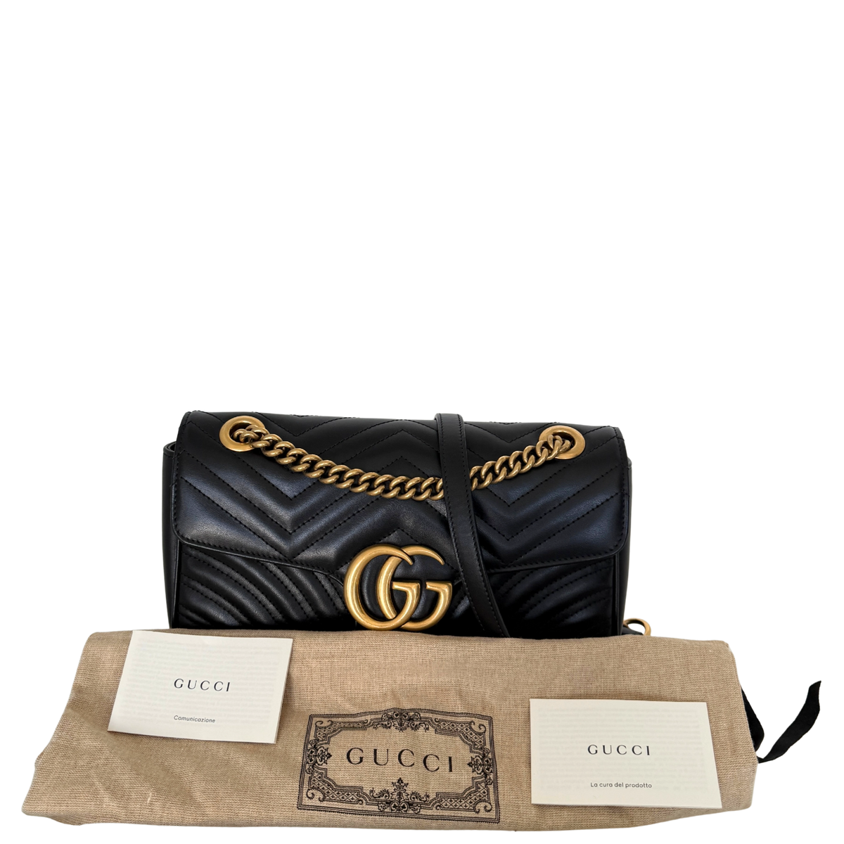 Gucci Kleine GG Marmont Schultertasche Schwarz / neuwertig Gucci