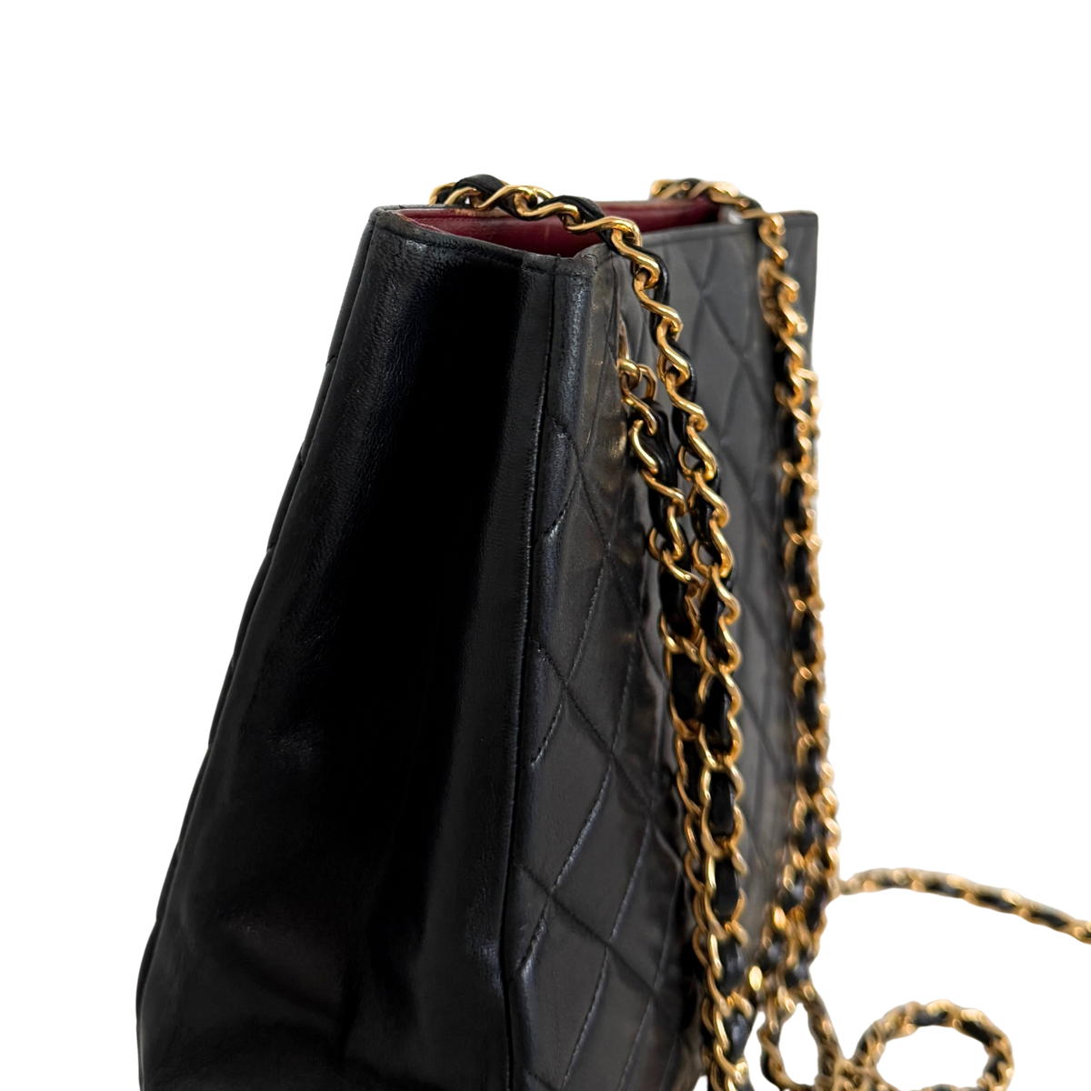 Chanel Matelassé Tote Bag mit Kettenriemen Schwarz / gut Chanel