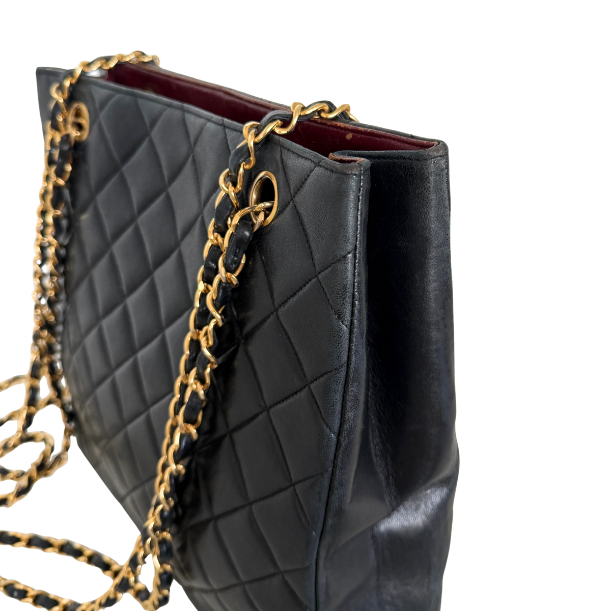 Chanel Matelassé Tote Bag mit Kettenriemen Schwarz / gut Chanel