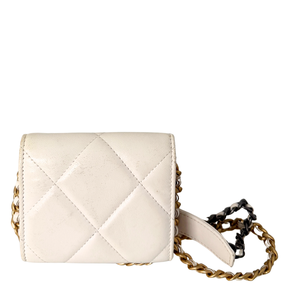 Chanel 19 Flap Coin Geldbörse Weiß Fullset / gut Chanel