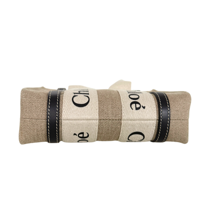 Chloé Woody Mini-Tote Bag aus Leinen Beige / neuwertig Chloé