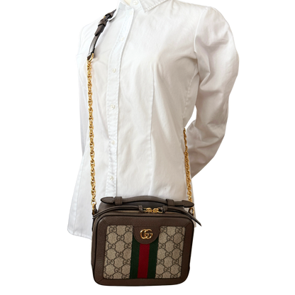 Gucci Ophidia GG Mini Schultertasche Braun / sehr gut Gucci