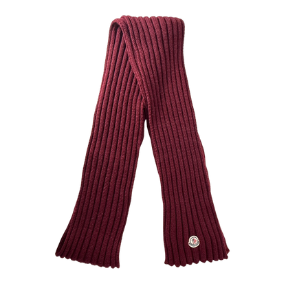 Moncler gerippter Strickschal aus Wolle Weinrot, sehr gut